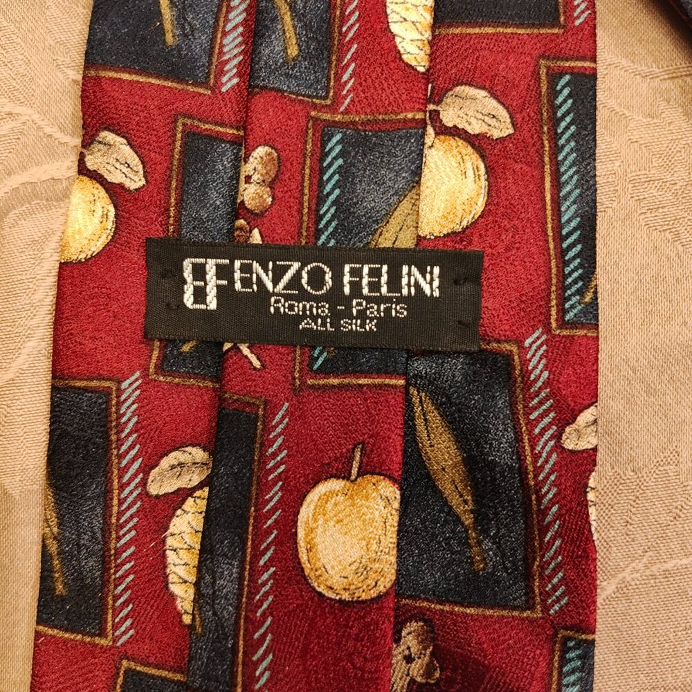 Efenzo Felini Roma - Paris All Silk Fruit Patterned Tie, EUC! - Picture 4 of 5